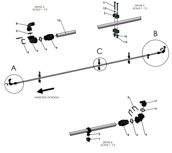 A41355 3-4inch SPRAY LINE ASSEMBLY - 5M MID FRAME