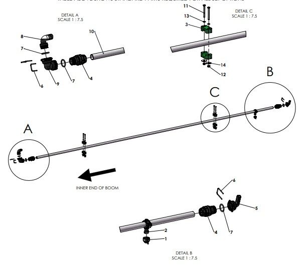 A41356 3-4 inch SPRAY LINE ASSEMBLY - 4M OUTER FRAME