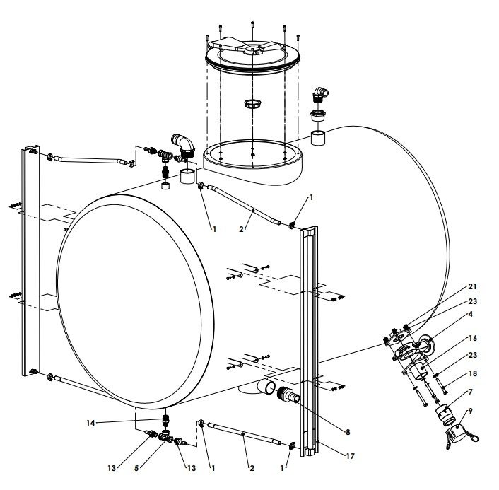 A66151 1500L STAINLESS ROUND TANK ASSEMBLY 1 