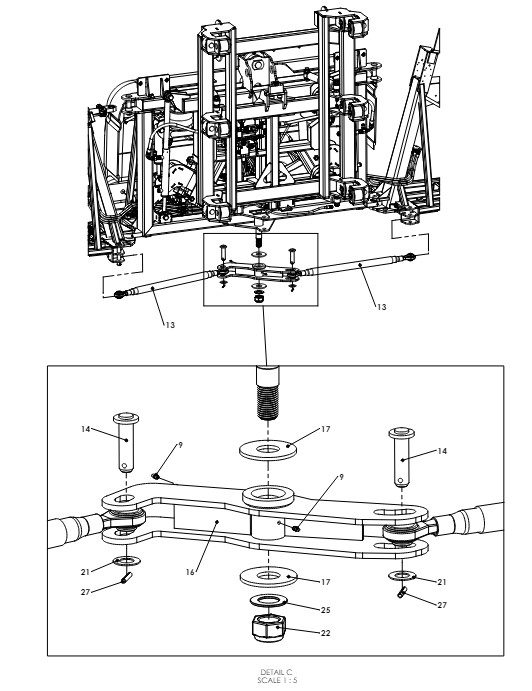 A79044 G-SERIES BACK FRAME TO INNER FRAME ASSY - NON PROPORTIONAL HYDRAULICS 3