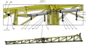 A41387 (a) HYDRAULIC HOSE LAYOUT - BOOM HOSES - TRIPLE FOLD 5M MID FRAME