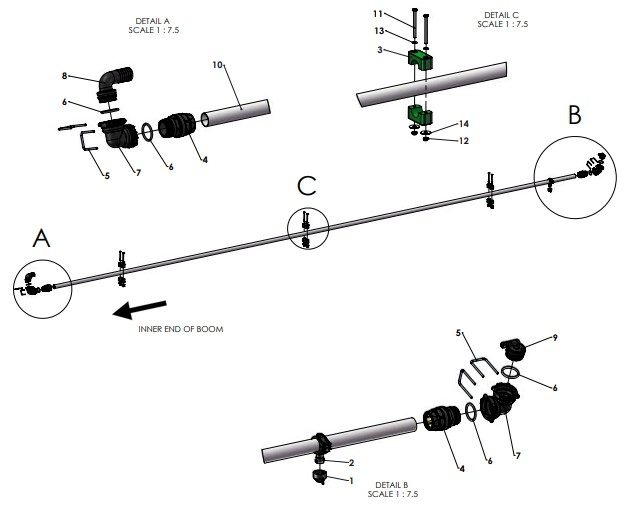 A41352 1inch SPRAY LINE ASSEMBLY - 6M MID FRAME