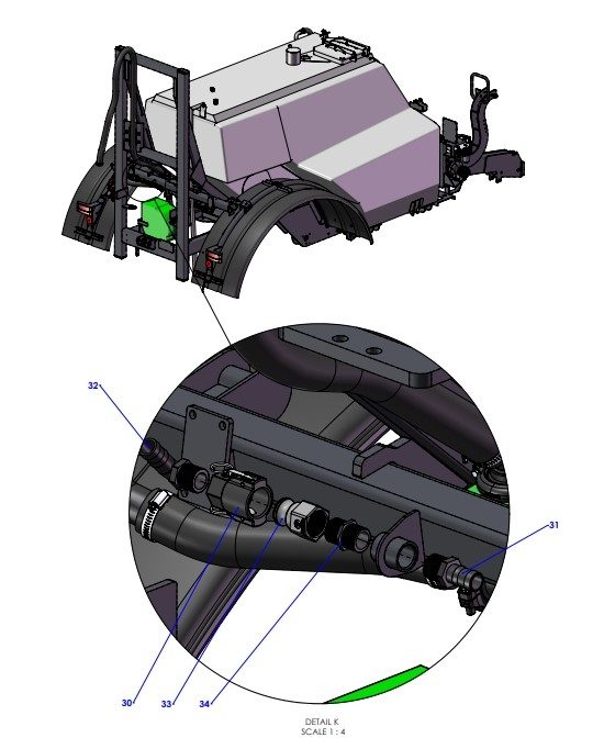 A96328 (h) Hose Layout - Manual Valve Control, BPW Axle