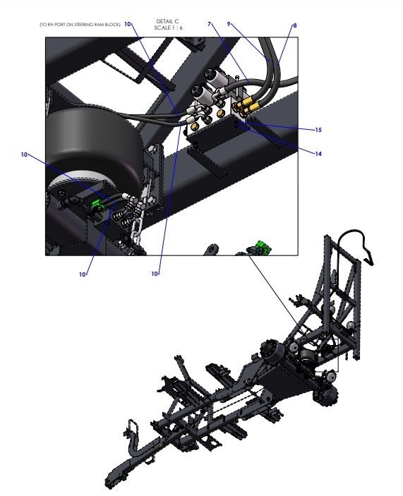 A96271-R01 (c) Hydraulics Assembly - Rear Block To Axle - Double Lift Cylinder