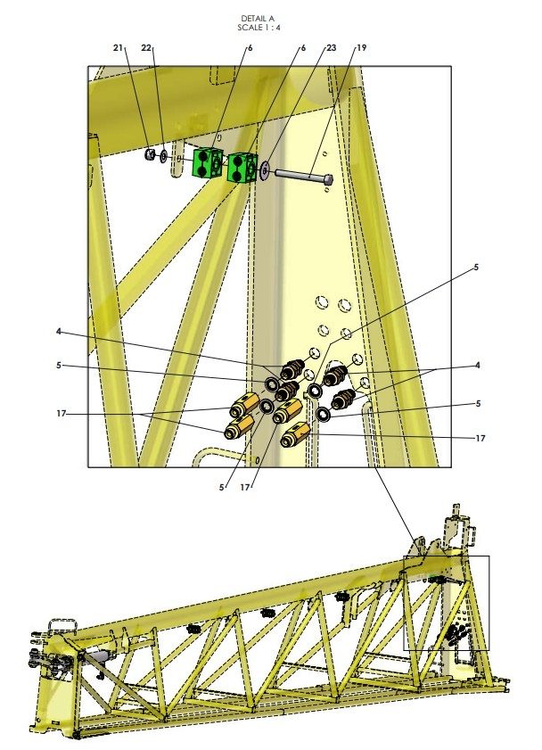 A41387 HYDRAULIC HOSE LAYOUT - BOOM HOSES - TRIPLE FOLD 5M MID FRAME