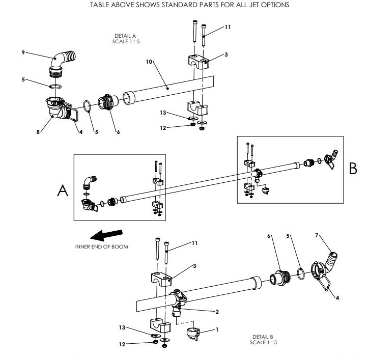 A79357 3/4" SPRAY LINE ASSEMBLY - 1.5M OUTER FRAME 