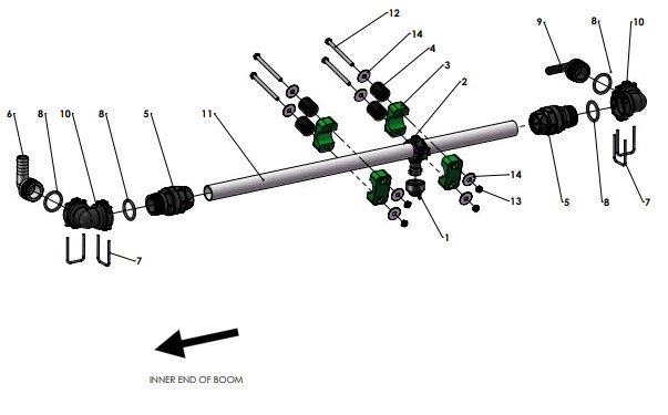 A41363 3/4" SPRAY LINE ASSEMBLY - 1M TIP FRAME