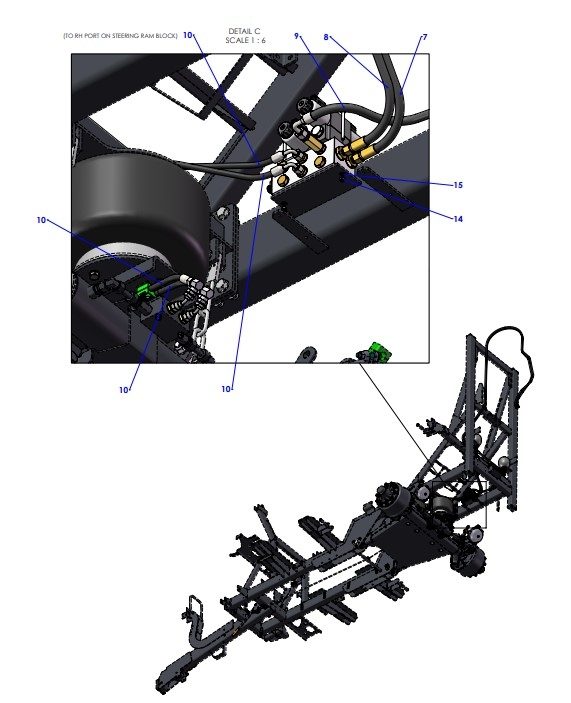 A96257-R02 (c) Hydraulics Assembly - Rear Block To Axle - Single Lift Cylinder