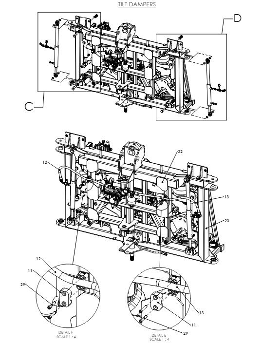 A79141 REV 01 G-SERIES CENTRE FRAME TO YAW FRAME ASSY - PROPORTIONAL HYDRAULICS 4