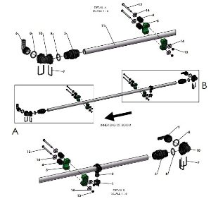 A41362 3/4" SPRAY LINE ASSEMBLY - 2M TIP FRAME