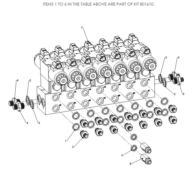 A79035 CENTRE FRAME 7 STATION HYDRAULIC BLOCK ASSEMBLY - NON PROPORTIONAL