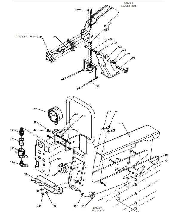 A96259 CONTINENTAL DRAWBAR ASSEMBLY - HYDRAULIC JACK 1 