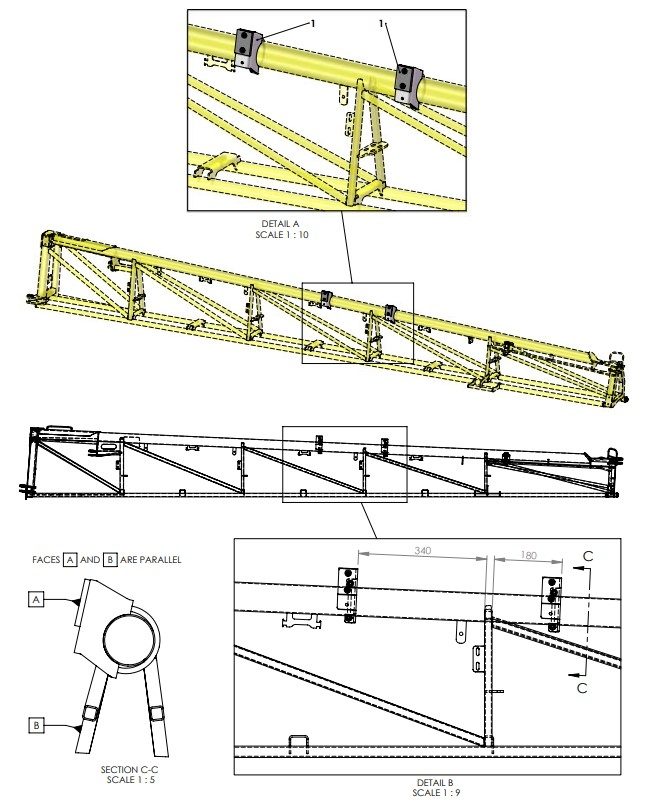 A41383 STOP PADS ASSEMBLY - 5M MID, 2M OUTER, 1M TIP