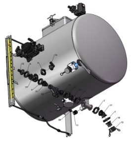 A66154-R02 (d) 1200L STAINLESS ROUND TANK ASSEMBLY