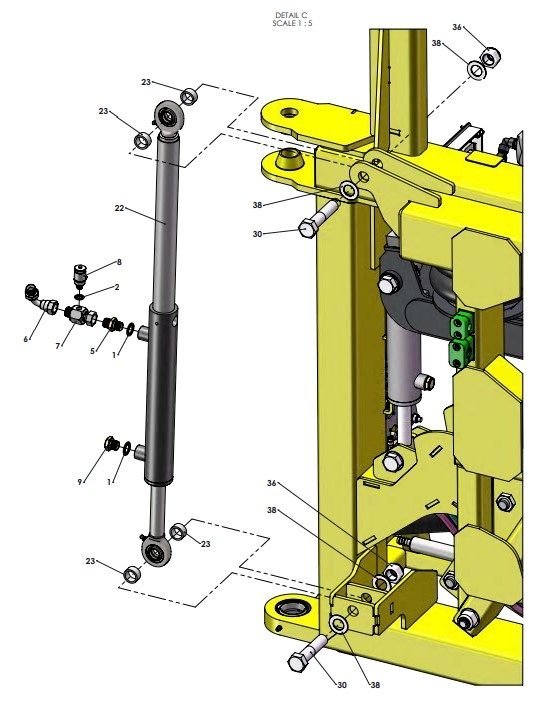 A79382-R01 G-SERIES CENTRE FRAME TO YAW FRAME ASSY - PROPORTIONAL HYDRAULICS 6