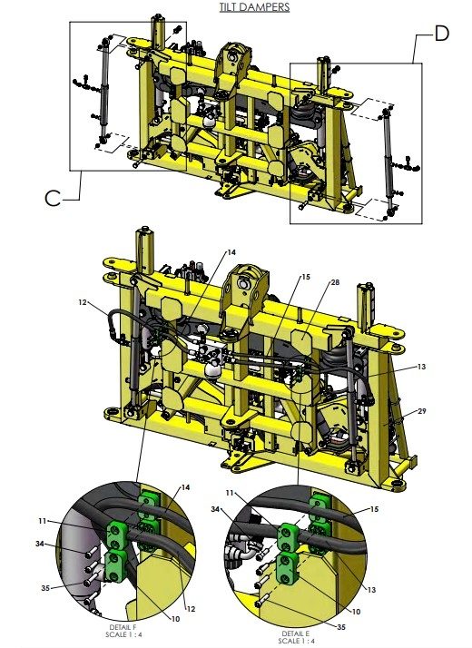 A79382-R01 G-SERIES CENTRE FRAME TO YAW FRAME ASSY - PROPORTIONAL HYDRAULICS 4