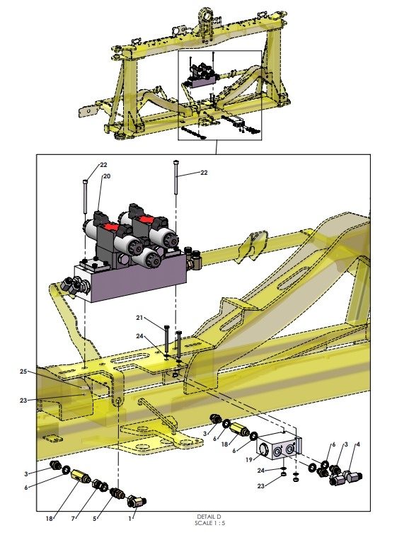 A41335 (b) CENTRE FRAME HYDRAULICS - TWIN FOLD - NO INDEPENDENT TILT