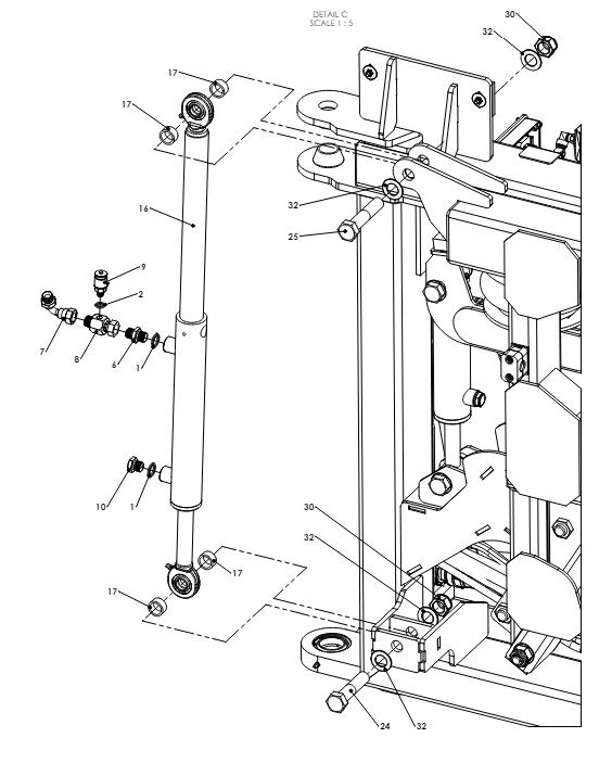 A79141 REV 01 G-SERIES CENTRE FRAME TO YAW FRAME ASSY - PROPORTIONAL HYDRAULICS 6