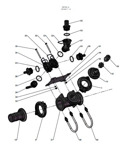 A79391 CENTRE FRAME PLUMBING ASSEMBLY - 2 - WITH TEEJET FLOW METER 2