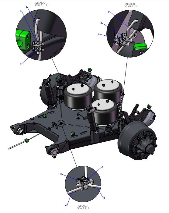 A96355 (e) Handbrake & Axle Mounting Assembly - BPW