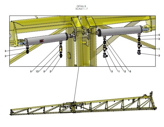 A41386 b HYDRAULIC HOSE LAYOUT - BOOM HOSES - TWIN FOLD