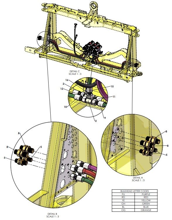 A41334 (a) CENTRE FRAME HYDRAULICS - TWIN FOLD